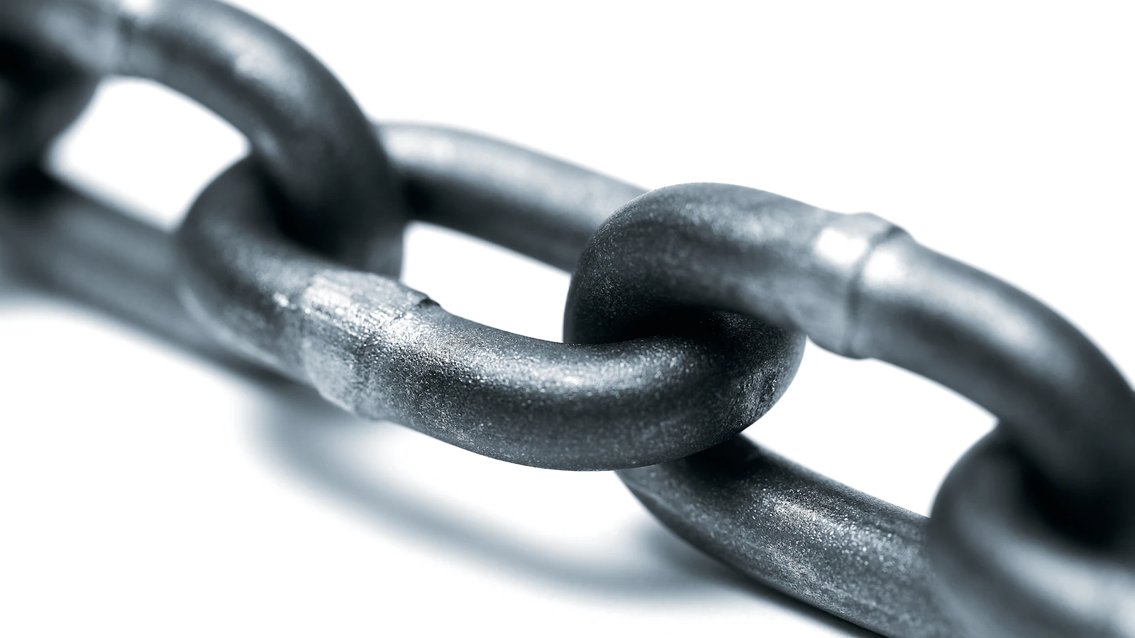 grey metal chain on white background