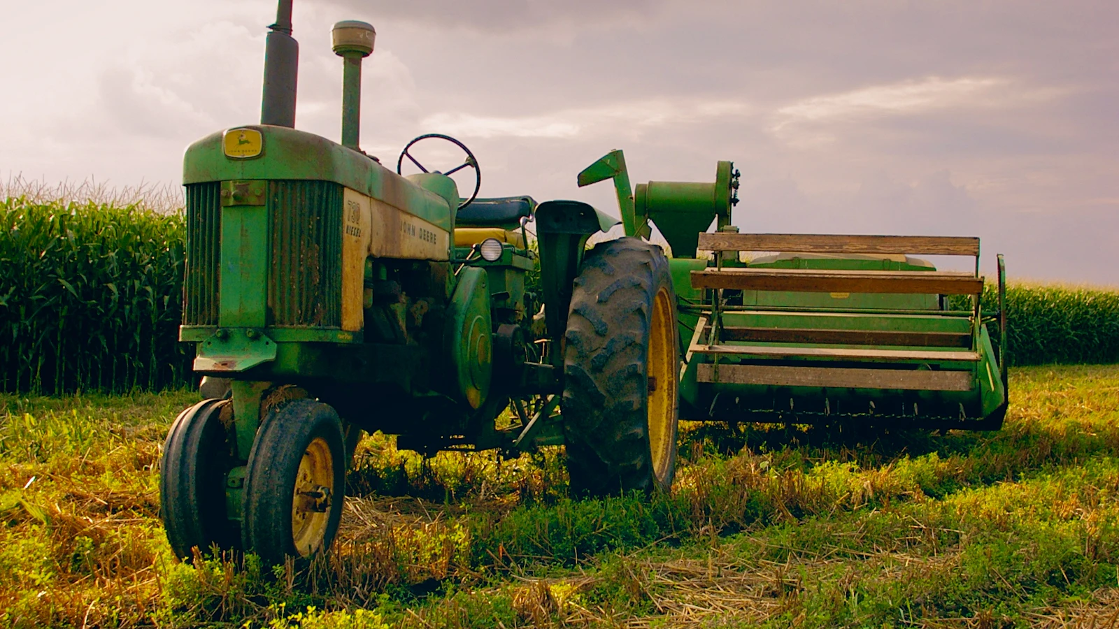 green and yellow tractor