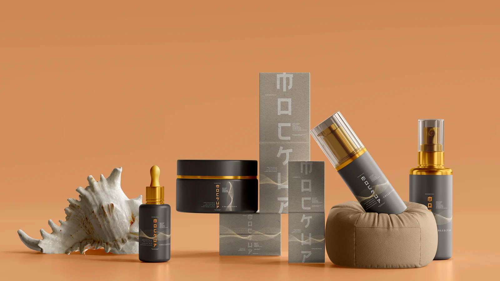 two black and gold tube bottles