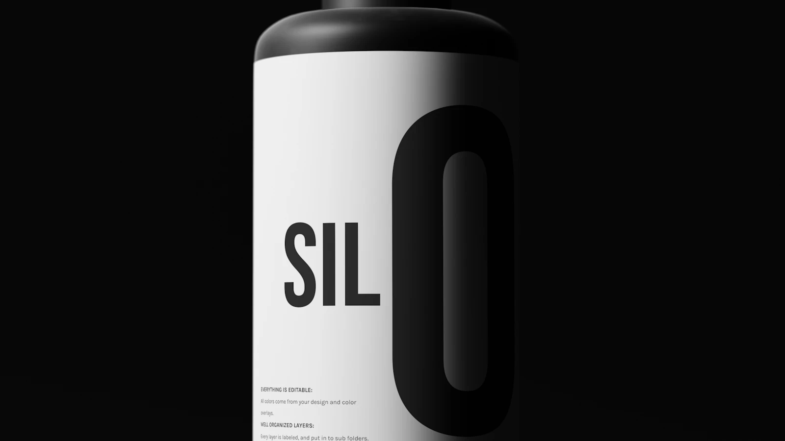 a bottle of sil on a black background