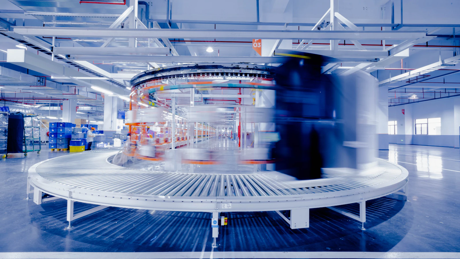 a large circular object in a large building