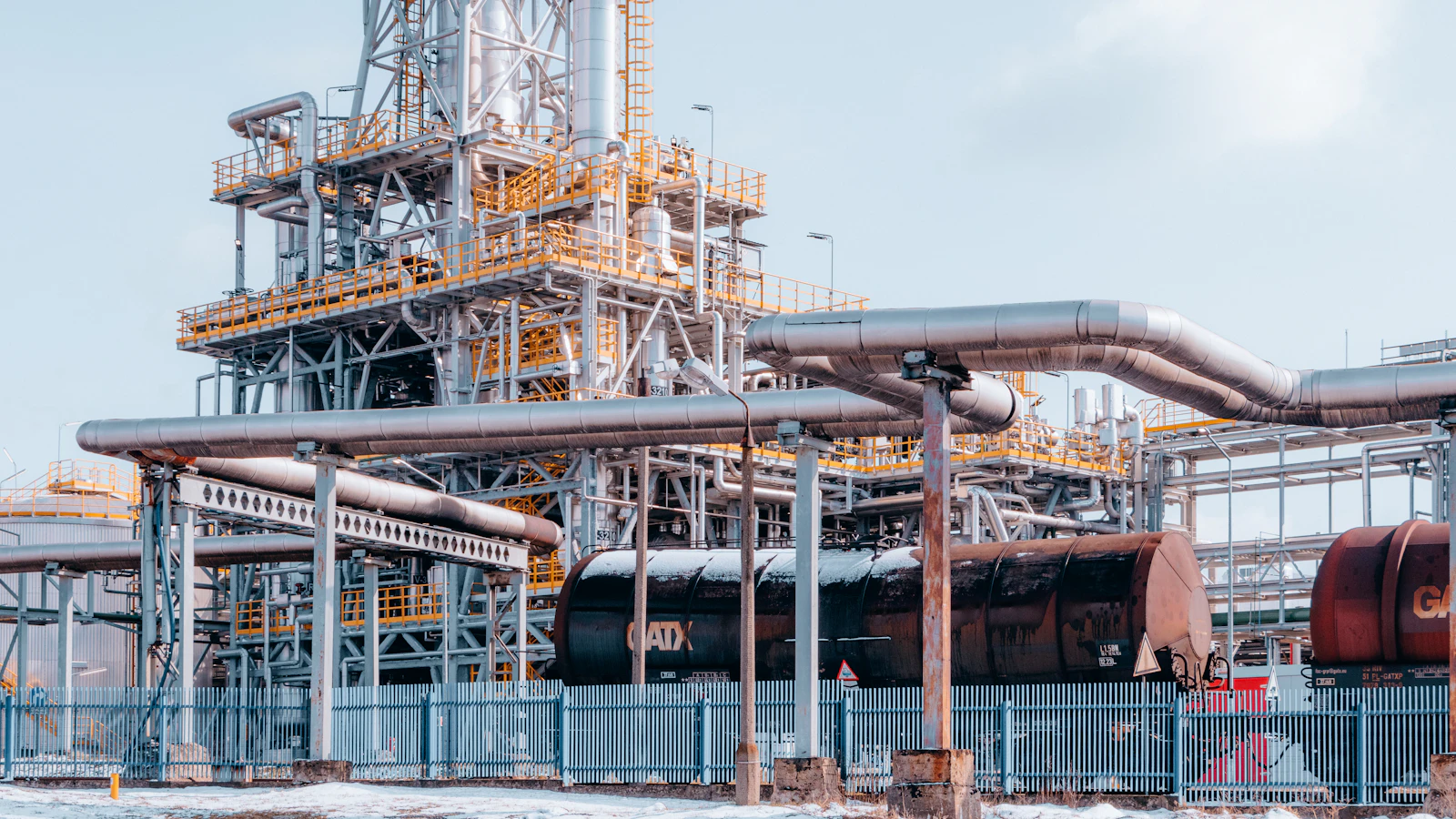 a large industrial plant with pipes and pipes
