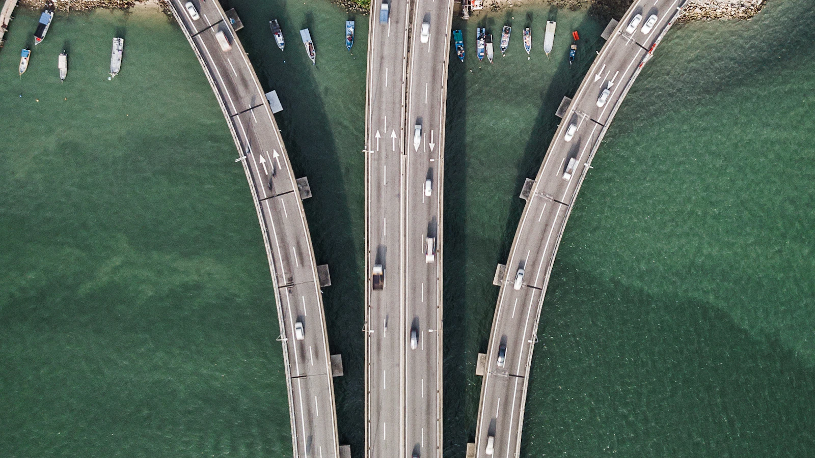three gray concrete highways