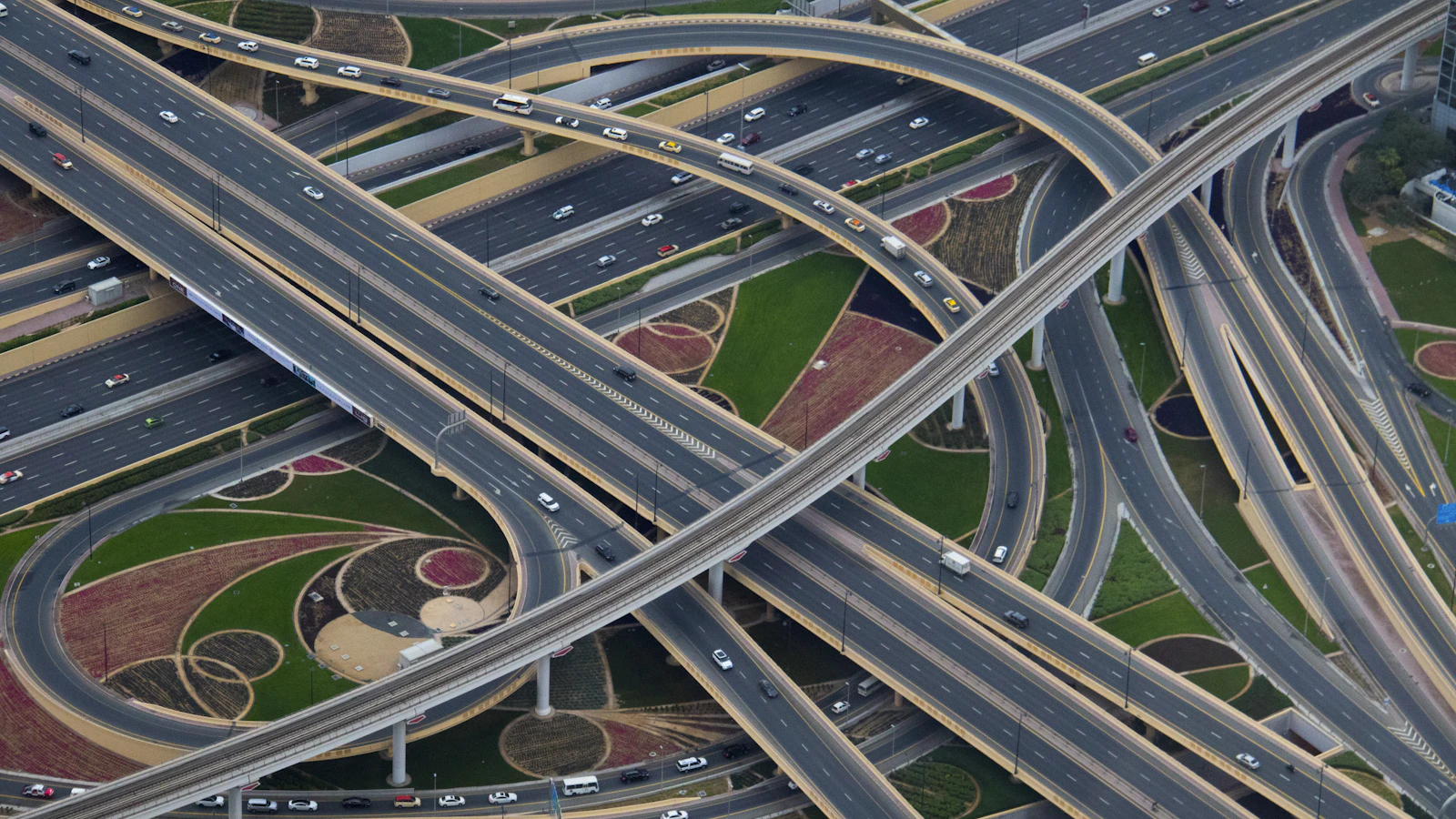 aerial photography of gray concrete roads